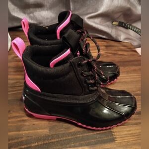 Tommy Hilfiger Kids Black and Pink Rain Boots